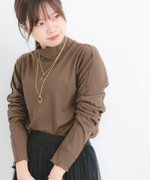 Wordtrobe(ワードトローブ)の「【wordtrobe】テレコリブ バックスリット 配色 メローインナー(Tシャツ/カットソー・レディース・チャコールグレー/ベージュ/ブラウン・FREE)」の22枚目の写真