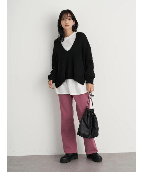 earth music&ecology（アースミュージックアンドエコロジー）の「カラーツイルフレアパンツ ＊（その他パンツ・レディース・ブラック/ホワイト系その他2/ピンク系その他3・S/M）」の17枚目の写真