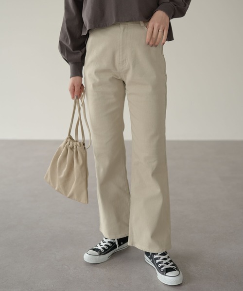 earth music&ecology（アースミュージックアンドエコロジー）の「カラーツイルフレアパンツ ＊（その他パンツ・レディース・ブラック/ホワイト系その他2/ピンク系その他3・S/M）」の2枚目の写真