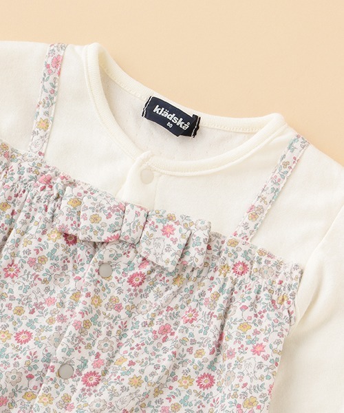 kladskap（クレードスコープ）の「サロペット重ね着風カバーオール（ロンパース・キッズ・ベージュ/ライトピンク・80ｃｍ/70cm）」の6枚目の写真