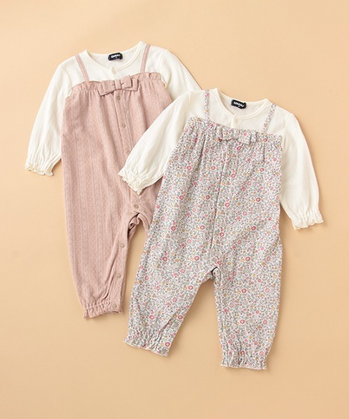 kladskap（クレードスコープ）の「サロペット重ね着風カバーオール（ロンパース・キッズ・ベージュ/ライトピンク・80ｃｍ/70cm）」の11枚目の写真