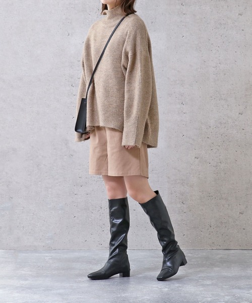 menue(メヌエ)の「スクエアトゥソフトロングブーツ(ブーツ・レディース・ブラック/アイボリー・LL/3L/S/M/L/XS)」の12枚目の写真