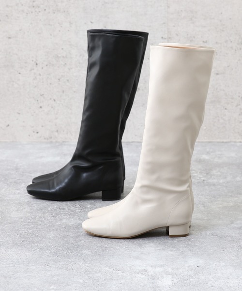 menue(メヌエ)の「スクエアトゥソフトロングブーツ(ブーツ・レディース・ブラック/アイボリー・LL/3L/S/M/L/XS)」の21枚目の写真