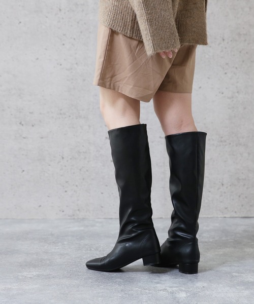 menue(メヌエ)の「スクエアトゥソフトロングブーツ(ブーツ・レディース・ブラック/アイボリー・LL/3L/S/M/L/XS)」の14枚目の写真