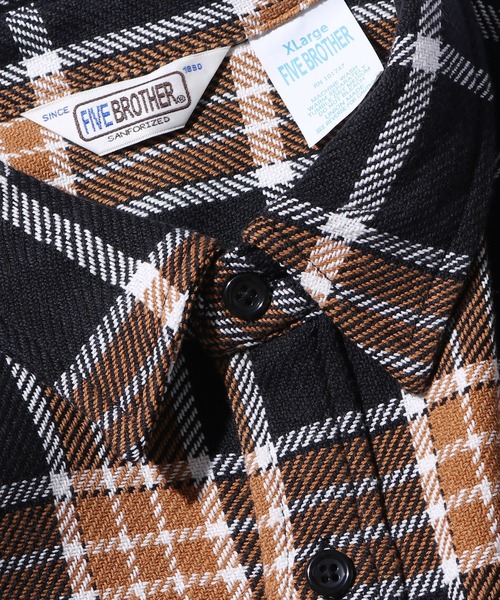 FIVEBROTHER(ファイブブラザー)の「FIVE BROTHER/ファイブブラザー EX HEAVY FLANNEL WORK SHIRT ワークシャツ チェック ユニセックス ヘビーフランネル(シャツ/ブラウス・メンズ・ホワイト/グリーン/ブラック・M/L/XL)」の10枚目の写真