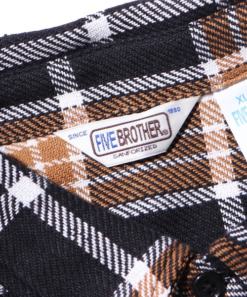 FIVEBROTHER(ファイブブラザー)の「FIVE BROTHER/ファイブブラザー EX HEAVY FLANNEL WORK SHIRT ワークシャツ チェック ユニセックス ヘビーフランネル(シャツ/ブラウス・メンズ・ホワイト/グリーン/ブラック・M/L/XL)」の4枚目の写真