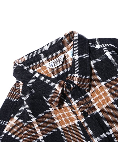 FIVEBROTHER(ファイブブラザー)の「FIVE BROTHER/ファイブブラザー EX HEAVY FLANNEL WORK SHIRT ワークシャツ チェック ユニセックス ヘビーフランネル(シャツ/ブラウス・メンズ・ホワイト/グリーン/ブラック・M/L/XL)」の6枚目の写真