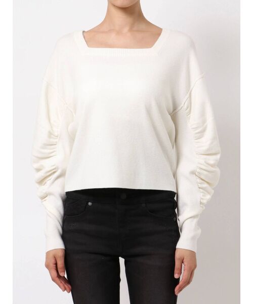 EMODA（エモダ）の「カーブギャザーニット（ニット/セーター・レディース・ブラウン/グリーン/ブラック/ホワイト・FREE）」の12枚目の写真