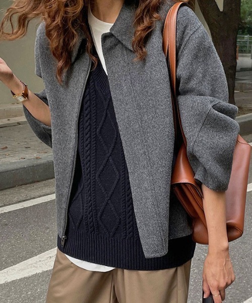 MANGROVE（マングローブ）の「ジップアップショートコート（その他アウター・レディース・ブラック/グレー/ブラウン・FREE）」の2枚目の写真