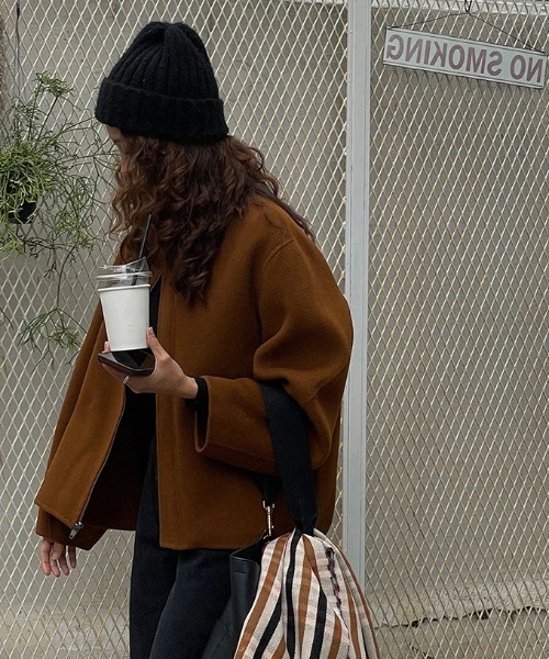 MANGROVE（マングローブ）の「ジップアップショートコート（その他アウター・レディース・ブラック/グレー/ブラウン・FREE）」の10枚目の写真