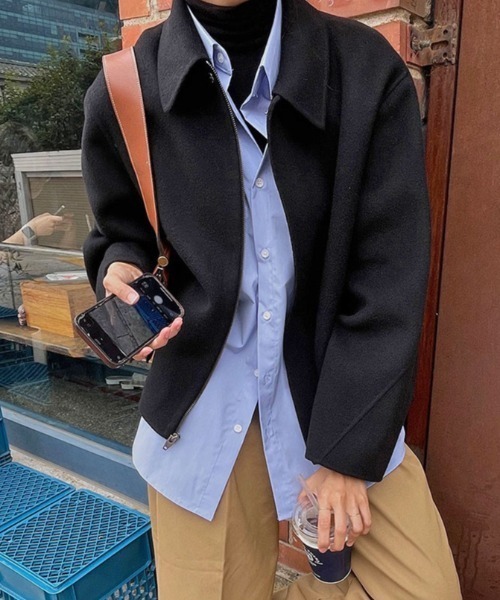 MANGROVE（マングローブ）の「ジップアップショートコート（その他アウター・レディース・ブラック/グレー/ブラウン・FREE）」の13枚目の写真