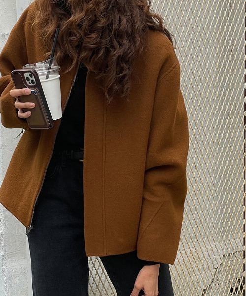 MANGROVE（マングローブ）の「ジップアップショートコート（その他アウター・レディース・ブラック/グレー/ブラウン・FREE）」の6枚目の写真