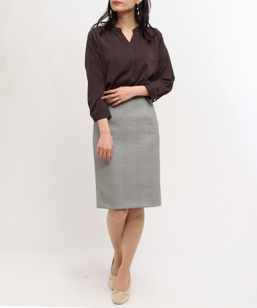 TRUDEA（トルディア）の「（シーズンレス）2レングスタイトスカート（57㎝丈）（スカート・レディース・ピンク/ブラック/ブラック×ホワイト/ネイビー/ホワイト/ベージュ/ライトグレー/ブラウン/ホワイト×ネイビー・MEDIUM/LARGE/SMALL/X-SMALL）」の12枚目の写真