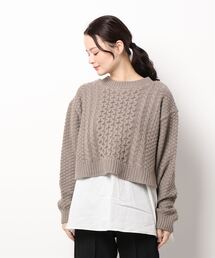 Samansa Mos2 | ケーブルニットドッキングチュニック(ニット/セーター)