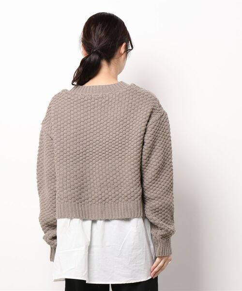 Samansa Mos2（サマンサ モスモス）の「ケーブルニットドッキングチュニック（ニット/セーター・レディース・モカ/チャコール/キナリ・ﾌﾘ-）」の5枚目の写真