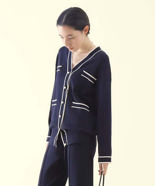 martinique（マルティニーク）の「martinique/コンパクトレーヨンカーディガン（カーディガン/ボレロ・レディース・ホワイト系その他/ダークネイビー・FREE）」の5枚目の写真