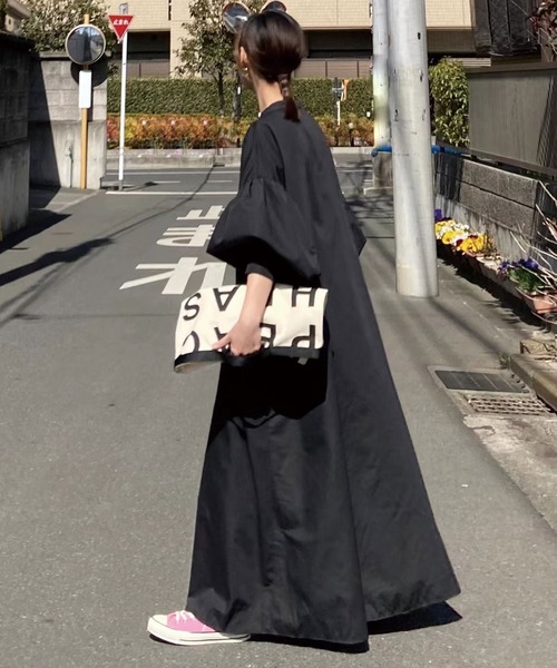 CORNERSbyKRボリュームスリーブストライプシャツワンピース