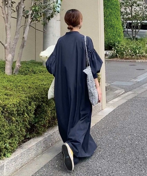 CORNERS(コーナーズ)の「CORNERS by KR ボリュームスリーブストライプシャツワンピース(ワンピース・レディース・ネイビー/グリーン/サックスブルー/ベージュ/ブラック/ホワイト/ダークブラック/ダークネイビー・M/L)」の13枚目の写真