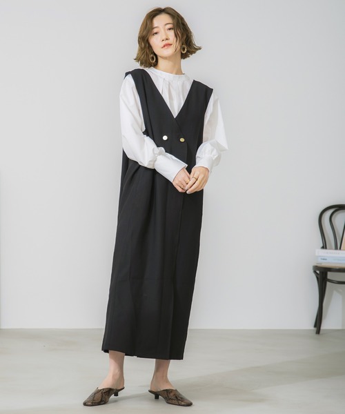 GeeRA(ジーラ)の「金ボタンジャンパースカート(ジャンパースカート・レディース・ベージュ/ブラック・MEDIUM/LARGE/X-LARGE/XX-LARGE)」の8枚目の写真