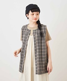 CUBE SUGAR（キューブシュガー）の「WEB限定 綿麻 前後着 2WAY タック チェックベスト（ベスト・レディース）」