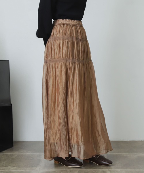 SENSE OF PLACE by URBAN RESEARCH（センスオブプレイスバイアーバンリサーチ）の「シアーワッシャーシャーリングスカート（スカート・レディース・ブラック/パープル/ベージュ・ONE）」の8枚目の写真