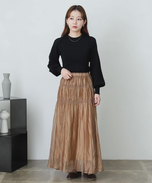 SENSE OF PLACE by URBAN RESEARCH（センスオブプレイスバイアーバンリサーチ）の「シアーワッシャーシャーリングスカート（スカート・レディース・ブラック/パープル/ベージュ・ONE）」の9枚目の写真