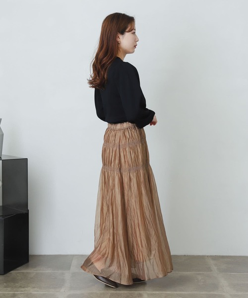 SENSE OF PLACE by URBAN RESEARCH（センスオブプレイスバイアーバンリサーチ）の「シアーワッシャーシャーリングスカート（スカート・レディース・ブラック/パープル/ベージュ・ONE）」の11枚目の写真