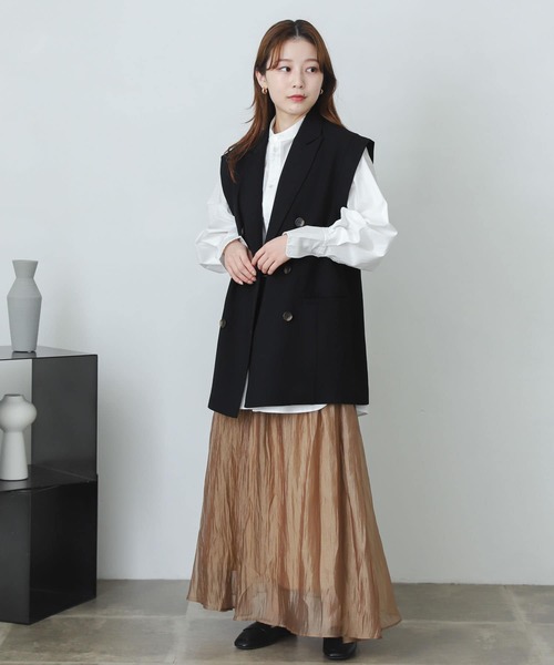 SENSE OF PLACE by URBAN RESEARCH（センスオブプレイスバイアーバンリサーチ）の「シアーワッシャーシャーリングスカート（スカート・レディース・ブラック/パープル/ベージュ・ONE）」の13枚目の写真