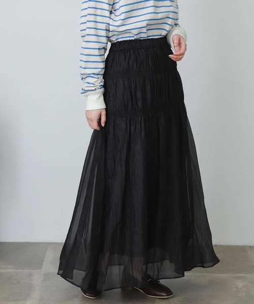 SENSE OF PLACE by URBAN RESEARCH（センスオブプレイスバイアーバンリサーチ）の「シアーワッシャーシャーリングスカート（スカート・レディース・ブラック/パープル/ベージュ・ONE）」の16枚目の写真