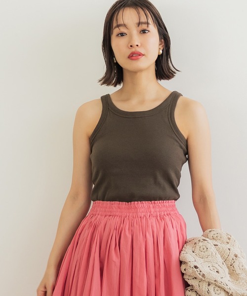 coca（coca）（コカ）の「OUT BRA アメリカンスリーブカップ付きタンク（タンクトップ・レディース・ホワイト/チャコールグレー/ブラック/その他/ベージュ/レッド/ブラウン/グリーン/ピンク/カーキ・S/M/L）」の5枚目の写真