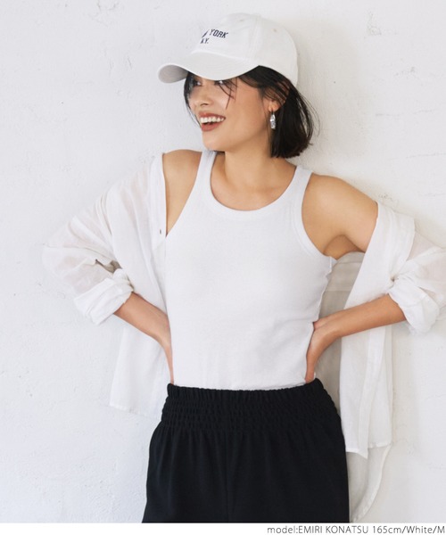 coca（coca）（コカ）の「OUT BRA アメリカンスリーブカップ付きタンク（タンクトップ・レディース・ホワイト/チャコールグレー/ブラック/その他/ベージュ/レッド/ブラウン/グリーン/ピンク/カーキ・S/M/L）」の19枚目の写真