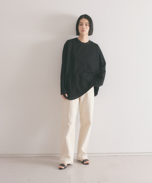 【セール】アシメコットンカットソー【製品染め】（Tシャツ/カットソー）｜qualite（カリテ）
