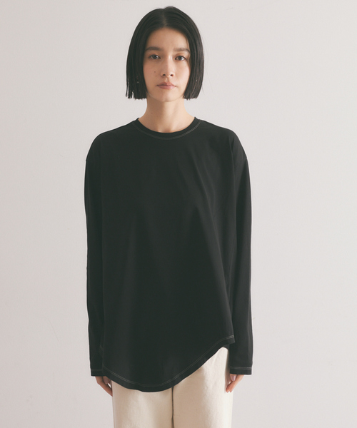 【セール】アシメコットンカットソー【製品染め】（Tシャツ/カットソー）｜qualite（カリテ）