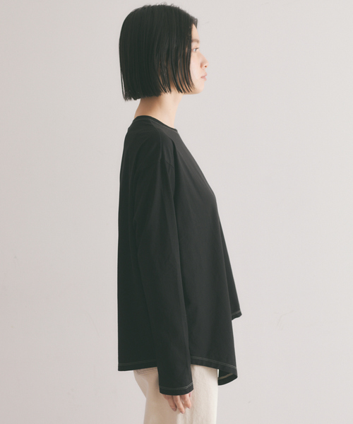 【セール】アシメコットンカットソー【製品染め】（Tシャツ/カットソー）｜qualite（カリテ）
