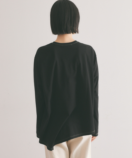 【セール】アシメコットンカットソー【製品染め】（Tシャツ/カットソー）｜qualite（カリテ）