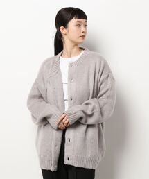 《Bling Leads》5ゲージモヘアタッチ ビッグ　クルーネックカーディガン