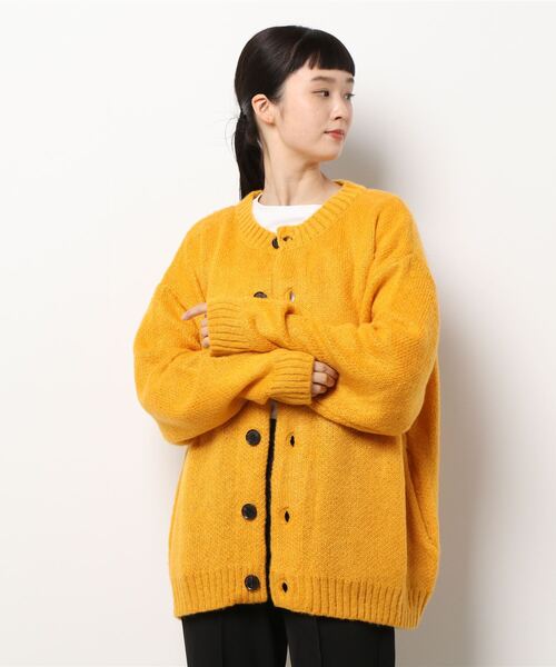 Bling Leads（ブリングリーズ）の「《Bling Leads》5ゲージモヘアタッチ ビッグ　クルーネックカーディガン（カーディガン/ボレロ・レディース・チャコールグレー/ライトグレー/ブラック/グリーン/エメラルド/マスタード・LARGE/MEDIUM）」の6枚目の写真