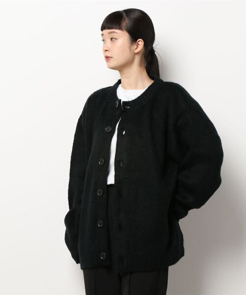 Bling Leads（ブリングリーズ）の「《Bling Leads》5ゲージモヘアタッチ ビッグ　クルーネックカーディガン（カーディガン/ボレロ・レディース・チャコールグレー/ライトグレー/ブラック/グリーン/エメラルド/マスタード・LARGE/MEDIUM）」の2枚目の写真