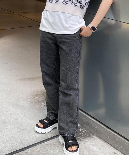 INGNI（イング）の「ハイウエストデニムパンツ（デニムパンツ・レディース・アイボリー/ブルー系その他3/グレー/レッド/グリーン・FREE）」の2枚目の写真