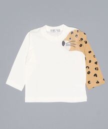袖ヒョウ耳はみ出し長袖Tシャツ