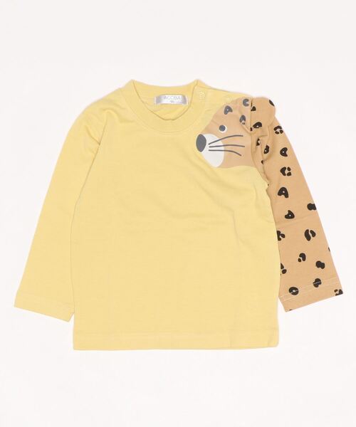 ACOBA（ACOBA）の「袖ヒョウ耳はみ出し長袖Ｔシャツ（Tシャツ/カットソー・キッズ・ホワイト/イエロー・100/110/120/80/130/95/90）」の2枚目の写真