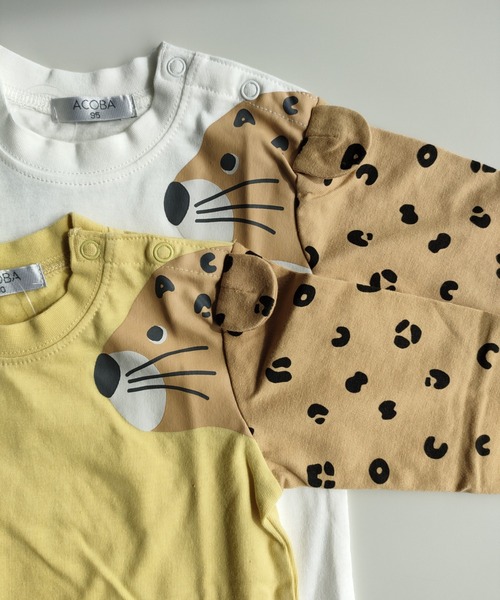 ACOBA（ACOBA）の「袖ヒョウ耳はみ出し長袖Ｔシャツ（Tシャツ/カットソー・キッズ・ホワイト/イエロー・100/110/120/80/130/95/90）」の7枚目の写真