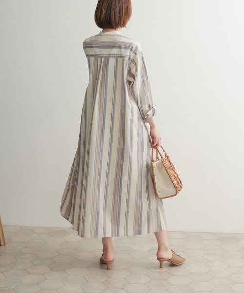 URBAN RESEARCH DOORS（アーバンリサーチドアーズ）の「ストライプAラインシャツワンピース（ワンピース・レディース・ベージュ系その他/パープル系その他/イエロー系その他・1）」の7枚目の写真