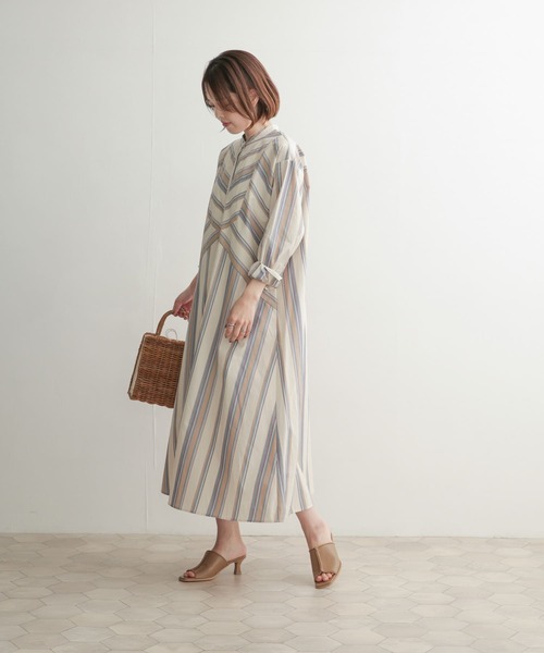 URBAN RESEARCH DOORS（アーバンリサーチドアーズ）の「ストライプAラインシャツワンピース（ワンピース・レディース・ベージュ系その他/パープル系その他/イエロー系その他・1）」の16枚目の写真