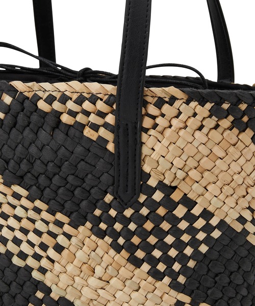 ROPE' PICNIC（ロペピクニック）の「バイヤスチェック巾着付きバスケットバッグ（かごバッグ・レディース・ブラック系その他・FREE）」の5枚目の写真