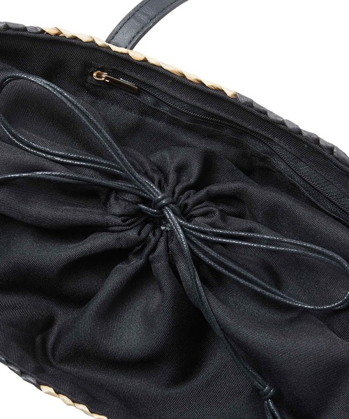ROPE' PICNIC（ロペピクニック）の「バイヤスチェック巾着付きバスケットバッグ（かごバッグ・レディース・ブラック系その他・FREE）」の6枚目の写真