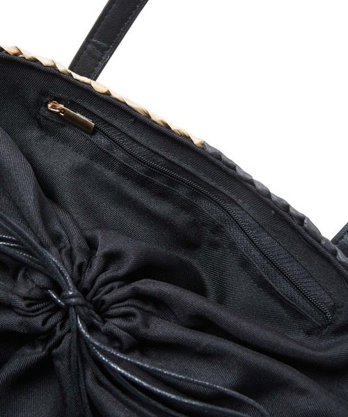 ROPE' PICNIC（ロペピクニック）の「バイヤスチェック巾着付きバスケットバッグ（かごバッグ・レディース・ブラック系その他・FREE）」の7枚目の写真