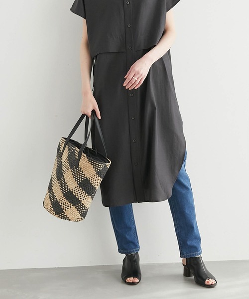 ROPE' PICNIC（ロペピクニック）の「バイヤスチェック巾着付きバスケットバッグ（かごバッグ・レディース・ブラック系その他・FREE）」の10枚目の写真