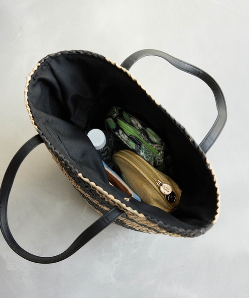 ROPE' PICNIC（ロペピクニック）の「バイヤスチェック巾着付きバスケットバッグ（かごバッグ・レディース・ブラック系その他・FREE）」の12枚目の写真