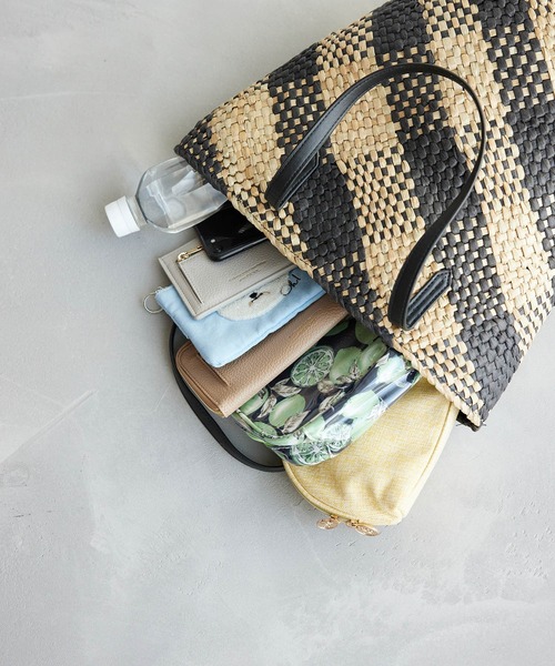 ROPE' PICNIC（ロペピクニック）の「バイヤスチェック巾着付きバスケットバッグ（かごバッグ・レディース・ブラック系その他・FREE）」の14枚目の写真